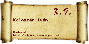 Koloszár Iván névjegykártya
